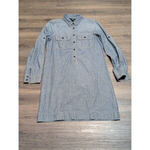 J. Crew Chambray Denim Shirt Dress Button‎ Down Long Sleeve Blue Size XS